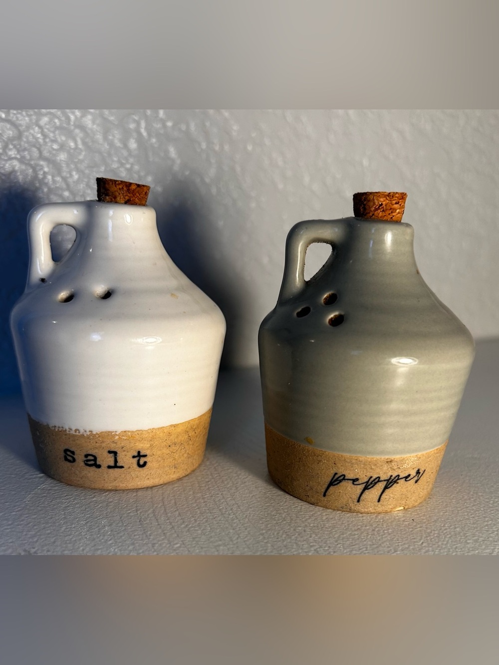 Mud Pie White and Sage Ceramic Salt & Pepper Jug Set